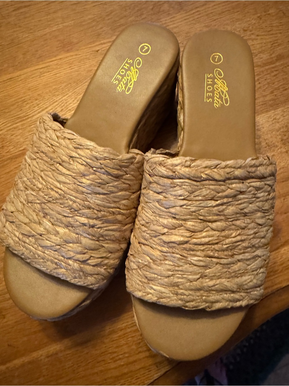 Altar'd State Natural Raffia Slide Mules